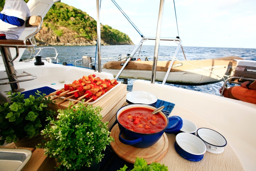 Served lunch on a anchored yacht 