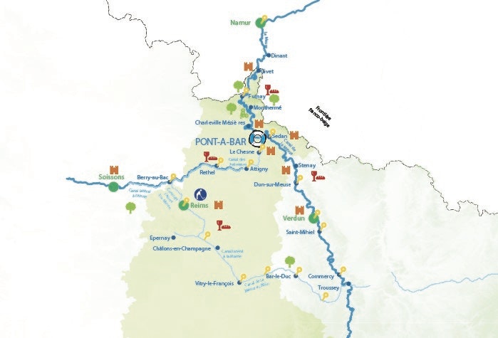 Mapa plavební oblasti Arden, Francie