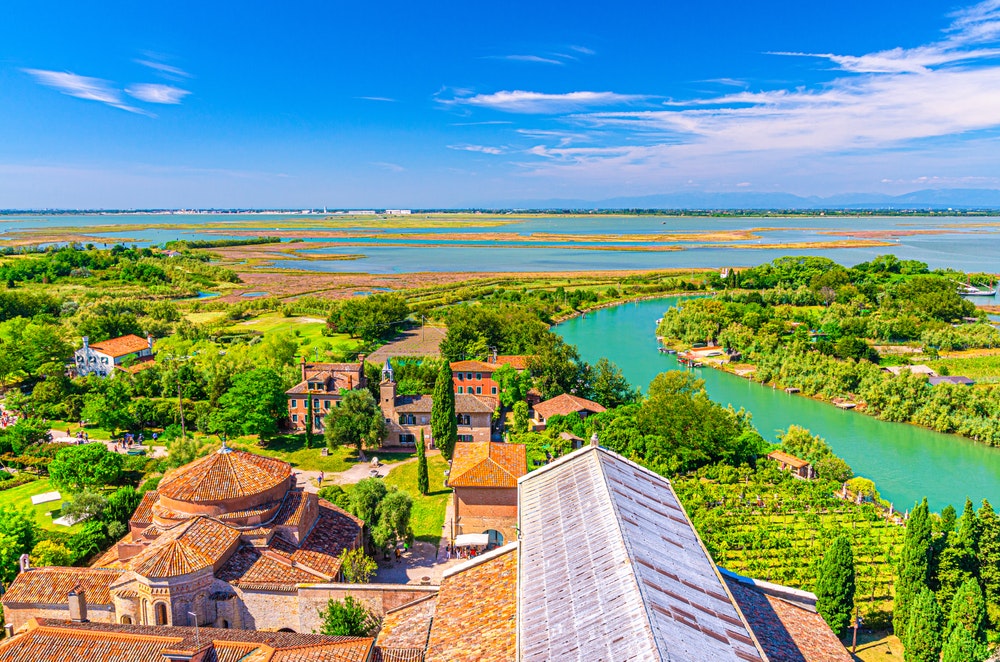 Aerial view of the Torcello Islands in the Venetian Lagoon