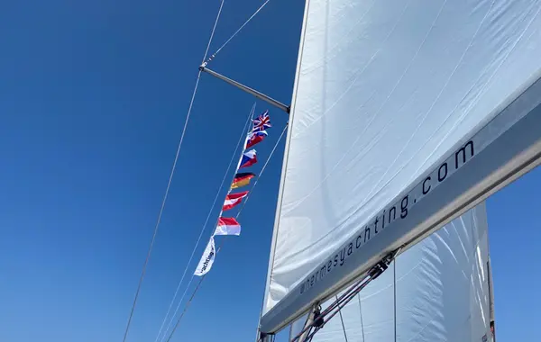 Flags of the nationalities of the crew members