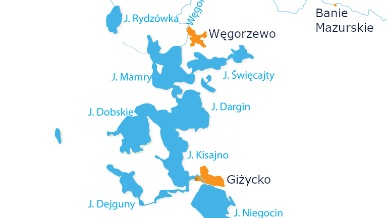 Obszar Nawigacyjny Jezior Mazurskich, mapa