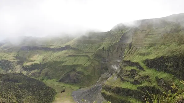 Crater of the La Soufrière volcano on the island of Saint Vincent