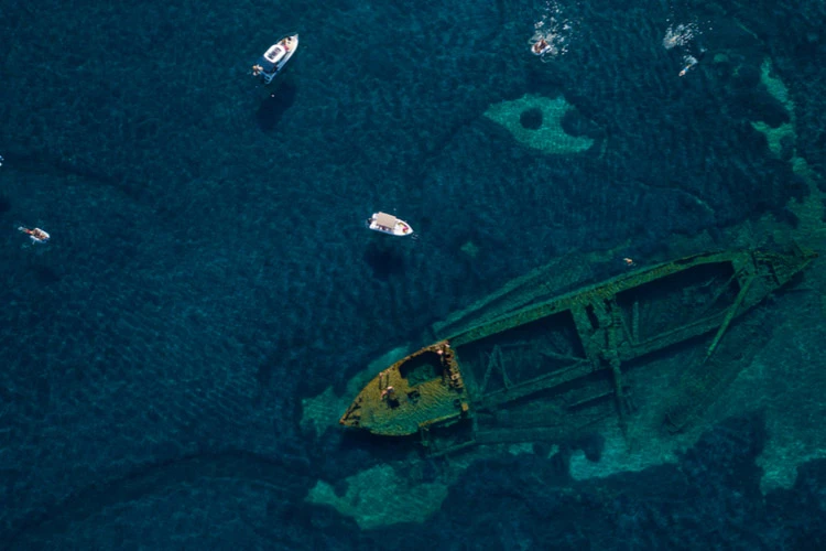 The Michele wreck lies just below the surface