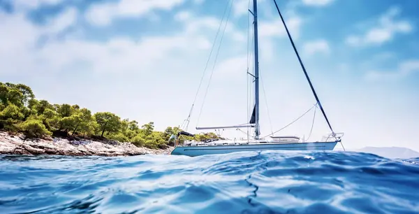 A yacht anchored in the bay
