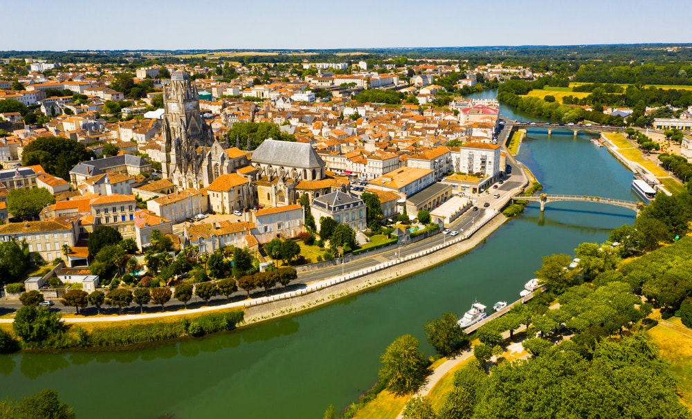 Historic part of Saintes on the Charente River