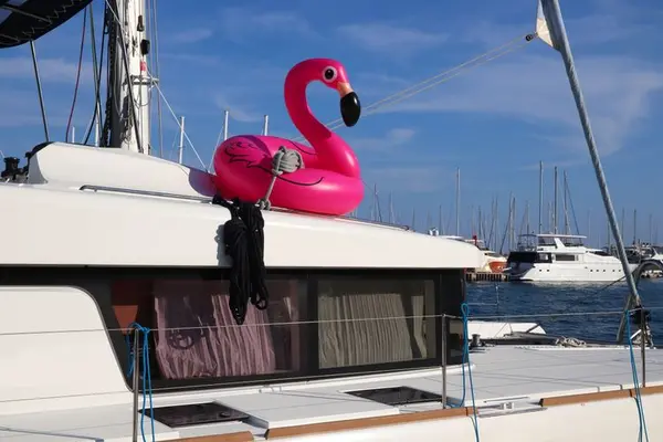 Tie inflatable objects well, put them below deck or blow them out