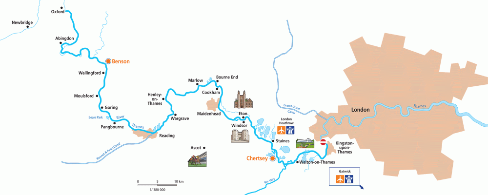 Area di navigazione del fiume Tamigi, mappa