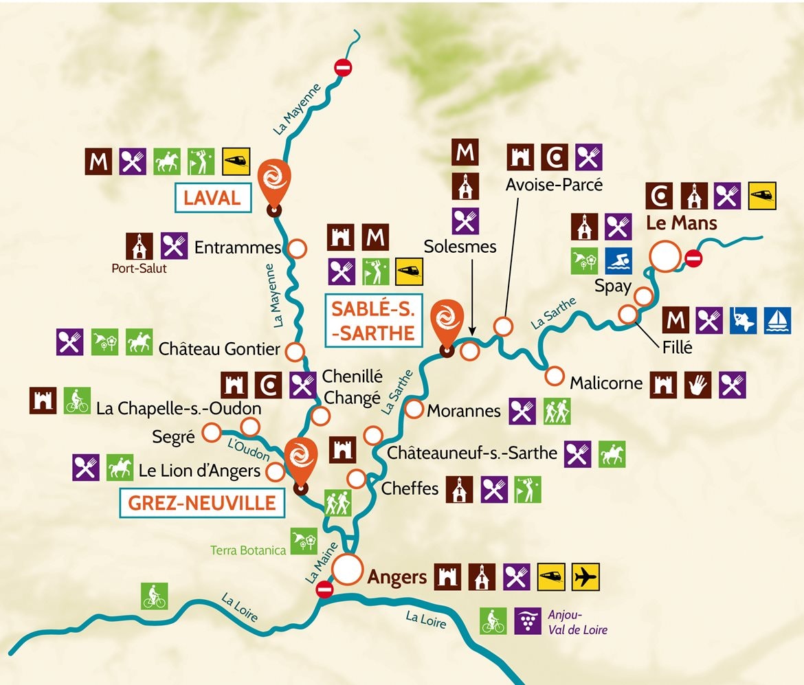 Sablé, Anjou, Francúzsko, navigačná oblasť, mapa