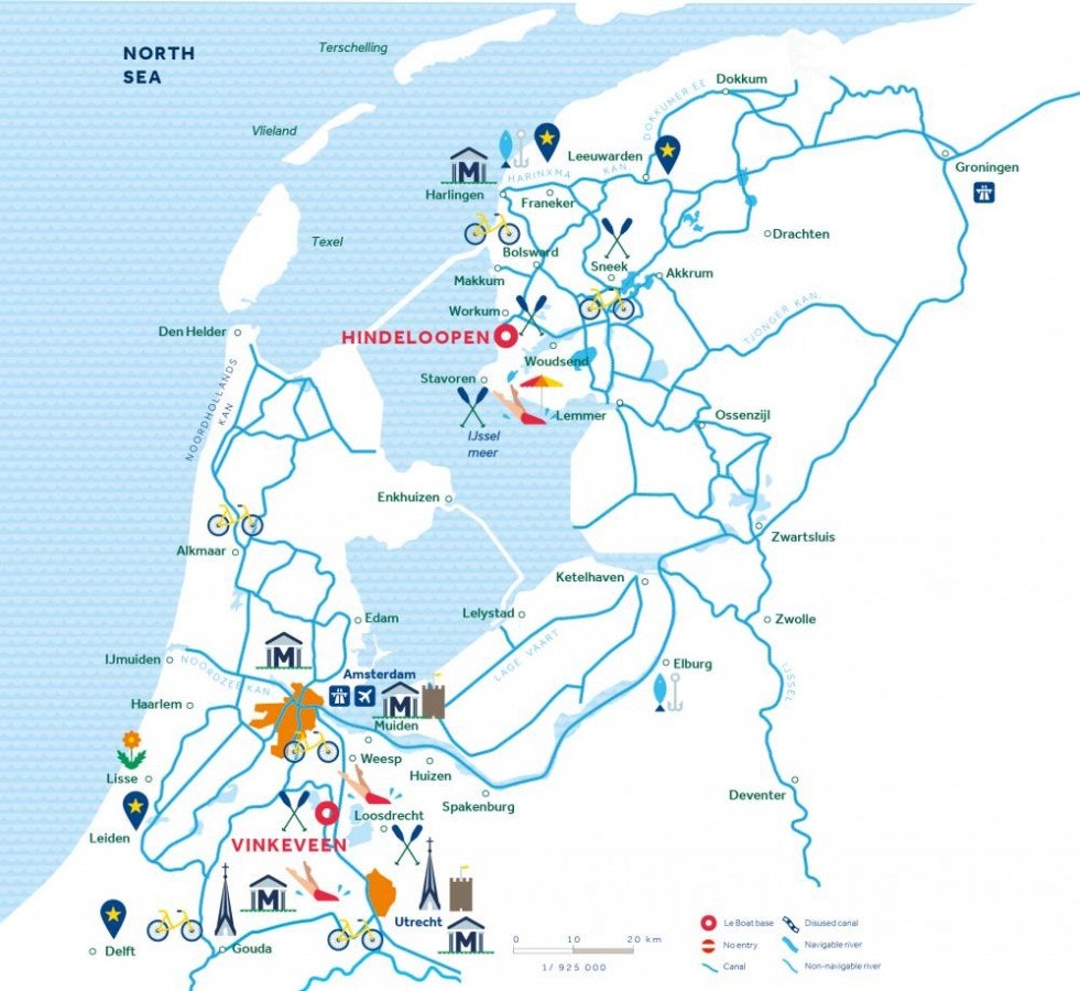 Mapa plavební oblasti okolí Hindeloopen