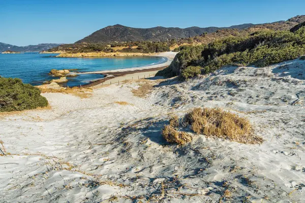 Cape Teulada sandstrand på Sardinien