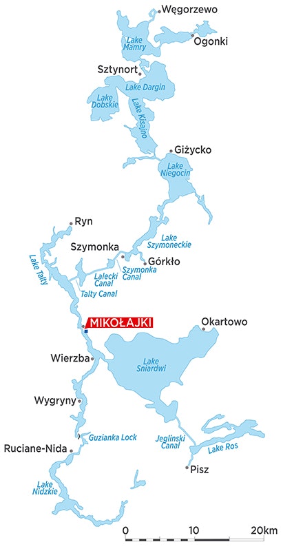 Mappa degli itinerari di crociera in Polonia
