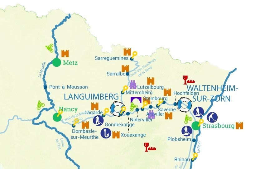 Alsasko, Francie, mapa plavební oblasti
