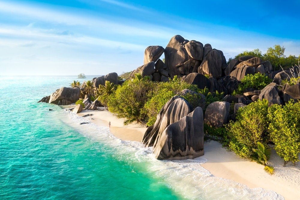 Paradise Beach sull'isola di La Digue alle Seychelles