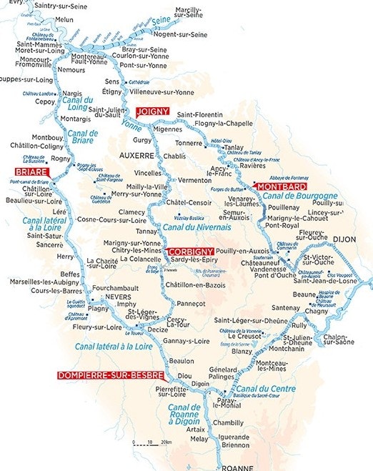 Nivernais, Loire, Yonne, France, navigation area, map