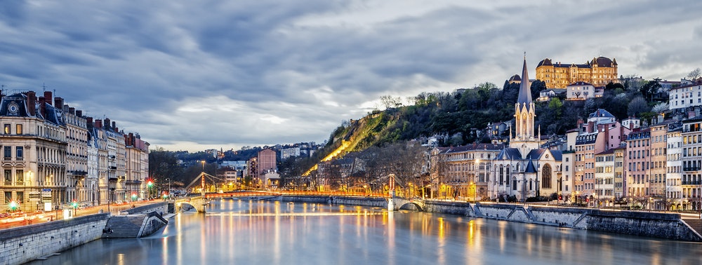 The Saone River in Lyon evening, France