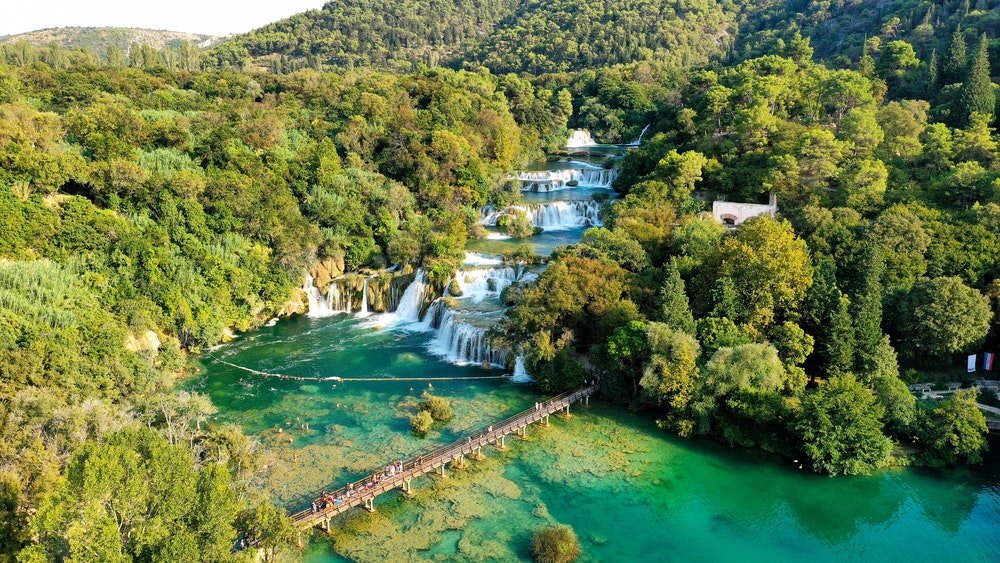 Krka vattenfall i Krka nationalpark, Kroatien
