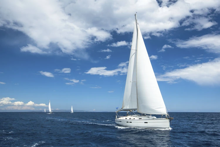 Sailing boat during the spring cruise in Croatia