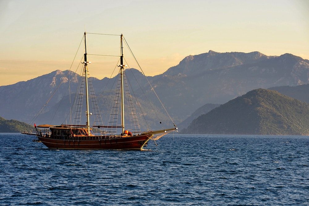 Træ yacht gulet i Tyrkiet