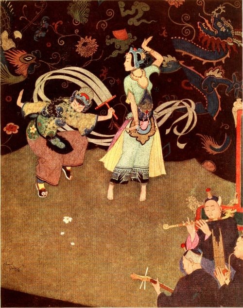 © Sinbad the sailor & other stories from the Arabian nights - Dulac color plate facing page 112